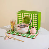 Matcha Harmony Ceramic Tea Set – Japanese-Inspired Matcha Bowl & Whisk Kit | Lattice Design | Tea Set for Up to 4 People