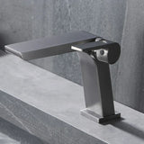 ShadowStream LuxeFall Basin Mixer – Gun Grey Waterfall Bathroom Faucet | Luxury Solid Brass Vanity Tap