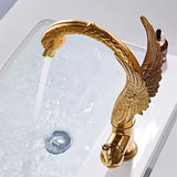 Aurelia Swan Waterfall Basin Mixer – Luxury Gold Brass Bathroom Faucet | Elegant Single Lever Sink Tap