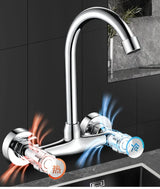 SteelCore Wall Kitchen Mixer – Dual Handle Stainless Steel Faucet | 360° Swivel Sink Tap