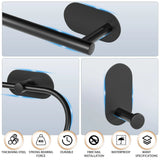 Velaro No-Drill Stainless Steel Bathroom Accessory Set – Self-Adhesive Modern Towel & Robe Holders | Brushed Metal Finish