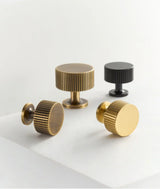Valmont Art Deco Brass Knobs – Luxury Line-Pattern Cabinet Hardware | Solid Brass Furniture Pulls