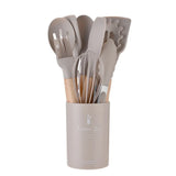 CulinaryCraft Silicone Utensil Collection – 12-Piece Kitchen Tool Set with Wooden Handles | Heat-Resistant Cookware Essentials