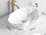 MarbleLuxe Ovalis Vessel Sink – Marble Pattern Ceramic Countertop Basin