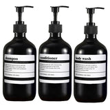 Aureline Amber Refillable Dispenser Set – 3-Piece 500ml Bathroom Pump Bottles for Shampoo, Soap & Body Wash | Modern Spa Storage