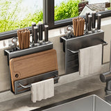 BladeNest Kitchen Organiser – Wall-Mounted Knife & Cutting Board Holder | Stainless Steel Storage Rack