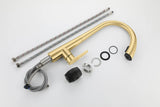 Aurevo Pull-Down Kitchen Mixer Tap – Brushed Gold Stainless Steel Faucet | Modern Hot & Cold Sink Sprayer