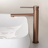 LuxeRose Tall Brushed Rose Gold Basin Mixer Tap – Single-Handle Bathroom Faucet for Vessel Sinks | Modern Hot & Cold Deck-Mounted Design