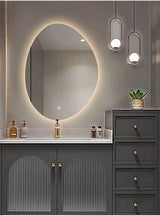 NovaLume LED Vanity Mirror – Irregular Frameless Wall Mirror | Touch-Control Ambient Lighting
