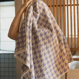 Maison Échelon Houndstooth Cotton Face Towel – Luxury Jacquard Hand Towel | Soft Vintage Bathroom Linen