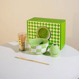 Matcha Harmony Ceramic Tea Set – Japanese-Inspired Matcha Bowl & Whisk Kit | Lattice Design | Tea Set for Up to 4 People