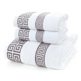 WinterLuxe Embroidered Cotton Towel Set – 3-Piece Jacquard Bathroom Collection | Soft Absorbent Luxury Towels
