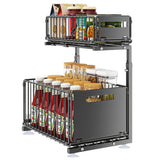 FlexCore Under-Sink Storage System – 2-Tier Pull-Out Cabinet Organiser | Adjustable Carbon Steel Sliding Rack