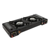 CampChef Duo 2-Burner Camping Stove – 2.5kW Butane/LPG Gas Cooker | Piezo Ignition | Griddle Tray & Carry Case