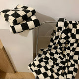 MonoLuxe Plaid Towel Collection – Black & White Coral Fleece Towels | Soft Quick-Dry Bathroom Set