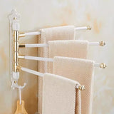 Aurora Foldable Towel Rail – Brushed Gold Aluminium Holder | Antique Engraved Luxury Bathroom Storage