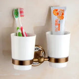 HeritageLuxe Antique Brass Bathroom Hardware Set – Vintage Brass & Ceramic Wall-Mounted Bathroom Accessories Collection
