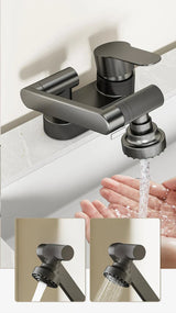 AquaTwist FlexPro Basin Mixer – 360° Swivel Bathroom Faucet | Dual-Handle Hot & Cold Sink Tap