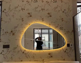 ArctiGlow Sculpt LED Vanity Mirror – Irregular Scandinavian Bathroom Mirror with Ambient Lighting & Aluminium Frame