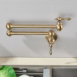 AurumFlex Wall Kitchen Tap – Brushed Gold Swivel Faucet | Premium Space-Saving Cold Water Mixer