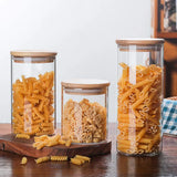 NordicPure Glass Storage Canister Set – Airtight Kitchen Jars with Wooden Lids | Modern Pantry Organisation Collection