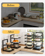 StackForge Adjustable Pan Organiser – Multi-Tier Cookware Storage Rack | Space-Saving Kitchen Holder