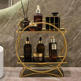 Bellavue Marble Vanity Organiser – Luxury 2-Tier Cosmetic Storage Stand | Gold & Black Bathroom Display Shelf