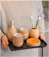 Hanaéri Ceramic Bathroom Accessories Set – Japanese-Inspired Luxury Vanity Collection | Vintage Spa Bathroom Décor
