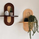 Solara Woven Rattan Wall Shelf – Handmade Boho Storage Display | Natural Wooden Wall Décor
