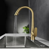Aurevo Pull-Down Kitchen Mixer Tap – Brushed Gold Stainless Steel Faucet | Modern Hot & Cold Sink Sprayer
