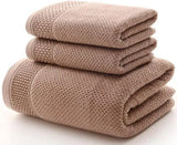 WinterLuxe Embroidered Cotton Towel Set – 3-Piece Jacquard Bathroom Collection | Soft Absorbent Luxury Towels