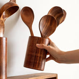 HearthCraft Wooden Utensil Collection – Luxury Cooking Tool Set with Wooden Storage Holder | Eco-Friendly Kitchen Essentials