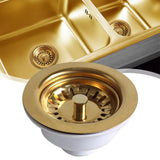 AurumFlow Gold Sink Basket Strainer – Luxury Stainless Steel Drain Stopper | Universal Kitchen & Bathroom Waste Filter