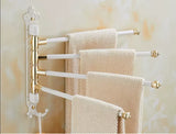 Aurora Foldable Towel Rail – Brushed Gold Aluminium Holder | Antique Engraved Luxury Bathroom Storage