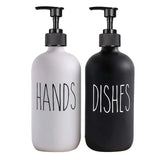 Veloura Matte Black Soap Dispenser Set – 500ml Refillable Pump Bottles for Kitchen & Bathroom | Modern Minimalist Countertop Storage