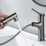 PureGlide Pull-Out Basin Mixer – White Brushed Bathroom Faucet | Modern Brass Sink Tap