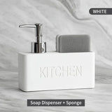 CleanLuxe Kitchen Soap Station – 2-in-1 Soap Dispenser & Sponge Organiser | Modern Sink Countertop Storage