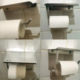 LoftEdge Toilet Roll Holder with Shelf – Aluminium Wall-Mounted Bathroom Organiser | Modern Space-Saving Storage