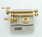 Aurelius Wall Pot Filler Tap – Brushed Gold Folding Kitchen Faucet | Luxury Brass Stove Filler