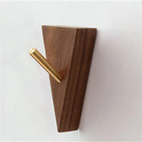 Aurivane Geometric Wall Hook – Solid Wood & Brass Hanging Hook | Modern Minimalist Key & Coat Holder