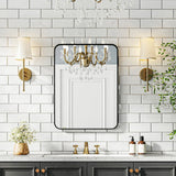 NoirEdge Framed Bathroom Mirror – 610 × 813 mm Black Metal Wall Mirror | Modern HD Vanity Design