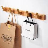 Novalith SARIHOSY Black Wooden Wall Hook Rack – 5-Hook Modern Coat & Towel Organiser | Wall-Mounted Storage for Bathroom, Kitchen & Hallway