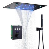 ThermoSlate LED Shower Mixer Valve – Matte Black Brass Thermostatic Control System | Smart Luxury Bathroom Upgrade