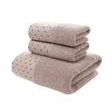 WinterLuxe Embroidered Cotton Towel Set – 3-Piece Jacquard Bathroom Collection | Soft Absorbent Luxury Towels