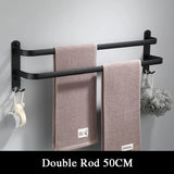 SlateBar Matte Black Towel Rail – Aluminium Wall-Mounted Holder | Modern Space-Saving Bathroom Storage