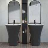 Monolith Solid Surface Pedestal Basin – Freestanding Designer Bathroom Sink | Luxury Matte & Gloss Modern Washstand