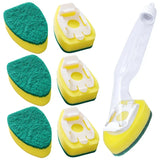 BristleFlow Soap-Release Dish Brush Kit – Refillable Kitchen Scrubber with Replaceable Sponge Heads | Eco-Friendly Cleaning Tool