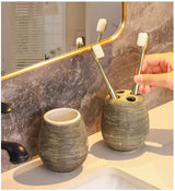 Hanaéri Ceramic Bathroom Accessories Set – Japanese-Inspired Luxury Vanity Collection | Vintage Spa Bathroom Décor