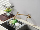 AurumFlex Wall Kitchen Tap – Brushed Gold Swivel Faucet | Premium Space-Saving Cold Water Mixer