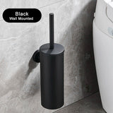 NoirEdge Wall-Mounted Toilet Brush Set – Matte Black Stainless Steel Cleaner Holder | Modern Hygienic Bathroom Accessory